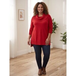 Torrid Size 3 Red Cowl Neck Long Sleeve Tunic Sweater Plus